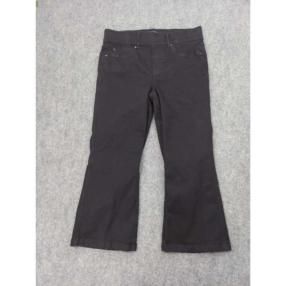 Spanx Jeans Womens 1X Black Stretch Flare Pull On Denim Pants‎ 26" inseam